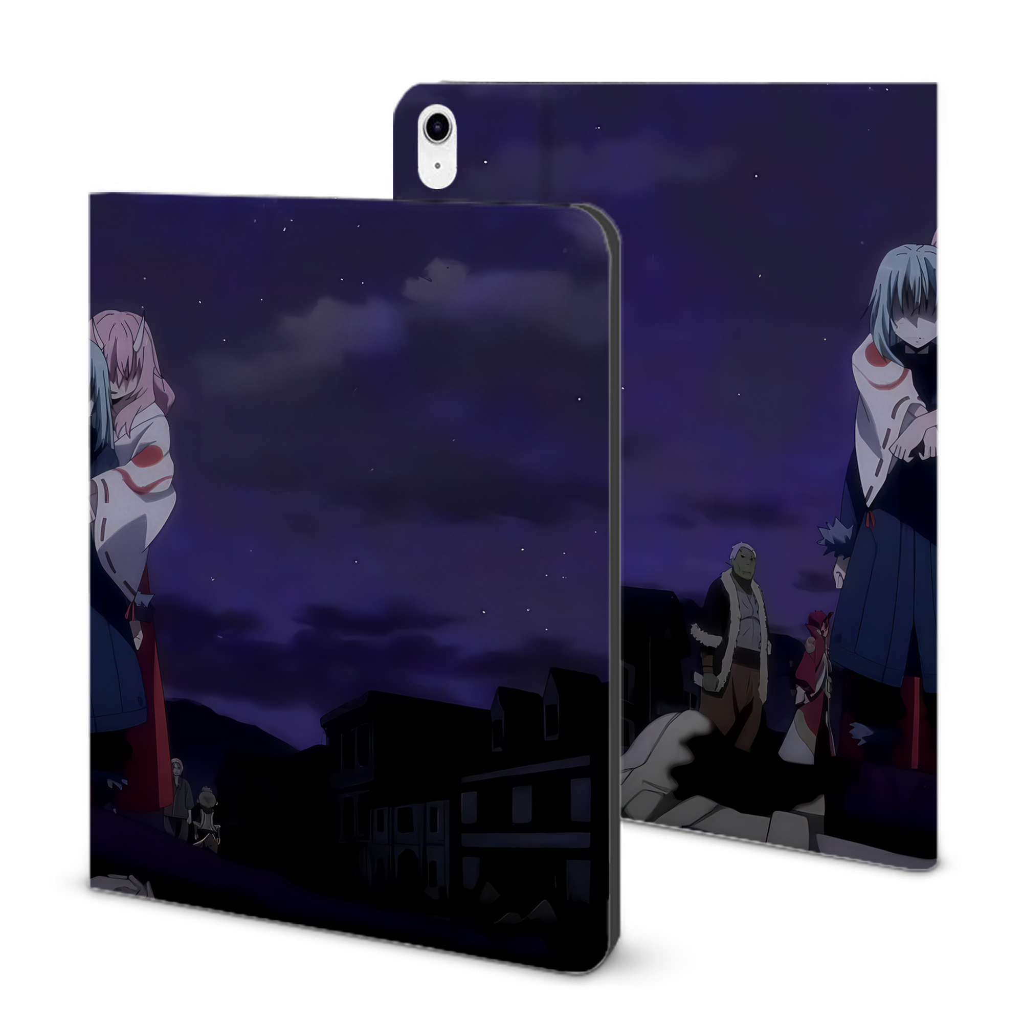 （画像用） 転スラ Regarding Reincarnated to Slime IPad ケース ブック型 PUレザー TPU 耐衝撃 軽量 薄型 ペン収納なし 全面保護 IPad 各モデル対応